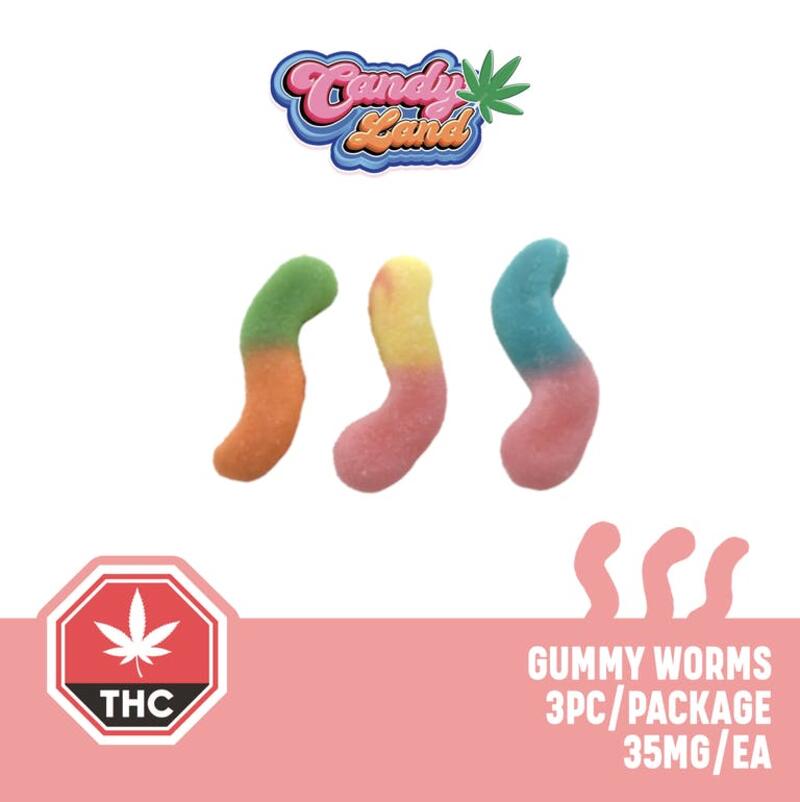 Candy Land - Gummy Worms 105mg THC (3 Pieces/35mg ea)
