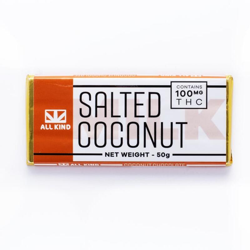 All Kind Salted Coconut Chocolate Bar THC 100mg