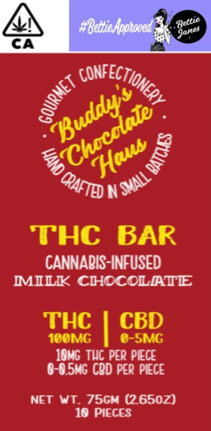 Buddy's Milk Chocolate Bar 100mg THC