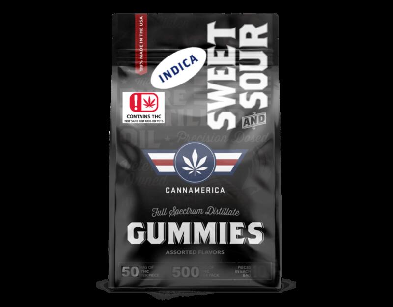 CannAmerica Sweet & Sour Indica Gummy: 500mg THC