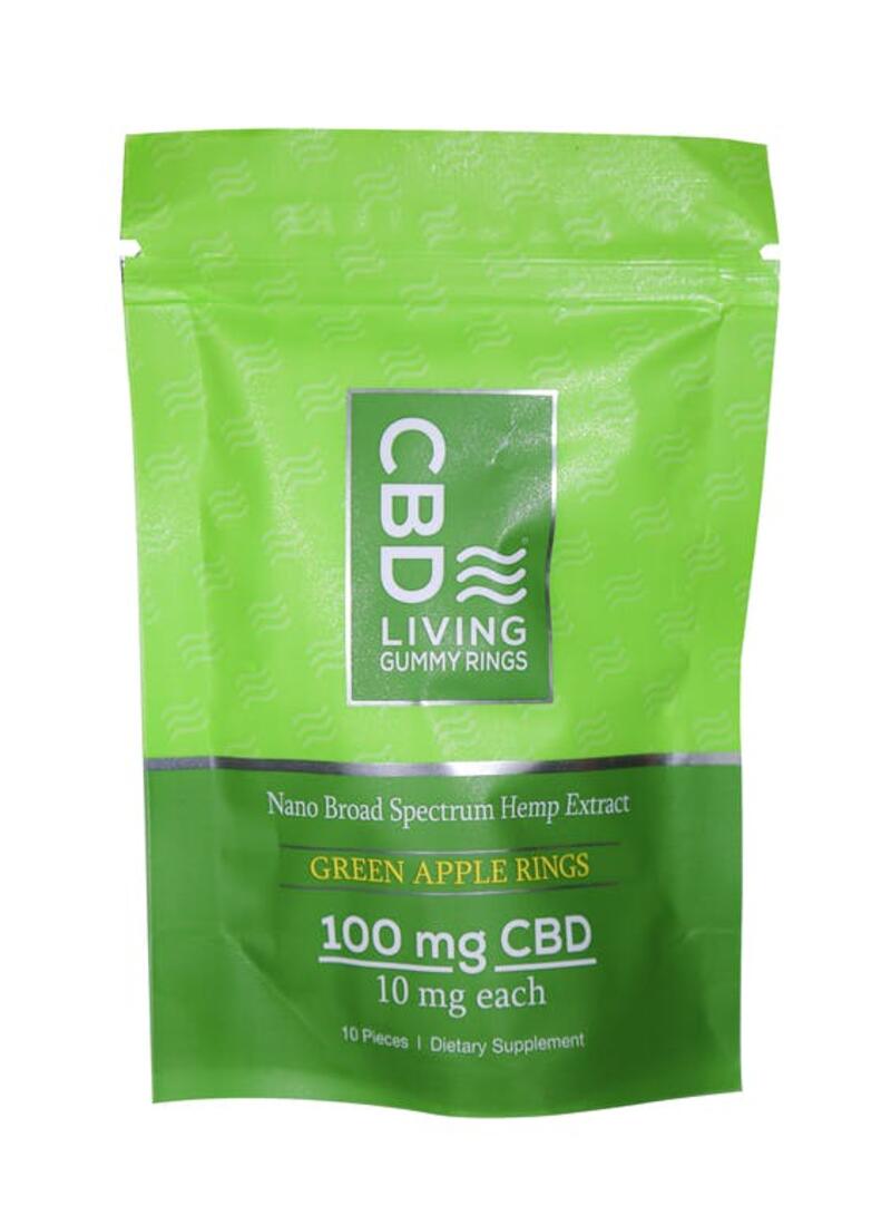 CBD Living Green Apple Gummy Rings Bag 100mg