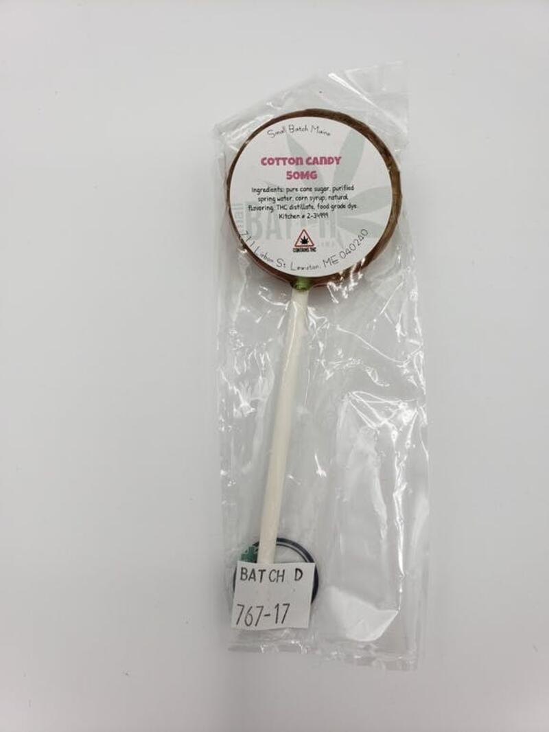 Small Batch Maine 50mg Cotton Candy Lollipop