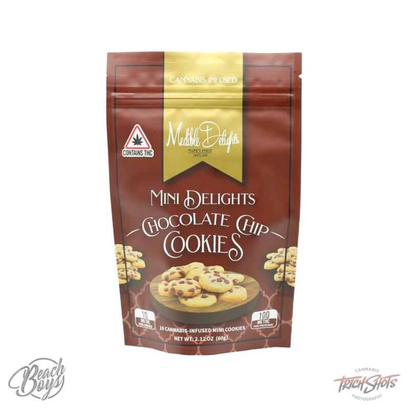 100mg Mini Chocolate Chip Cookies (10-pack) - Medible Delights