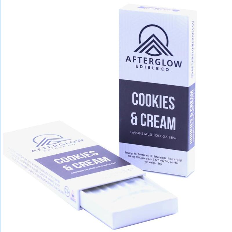 100mg Cookies & Cream Chocolate Bar - Afterglow Edibles