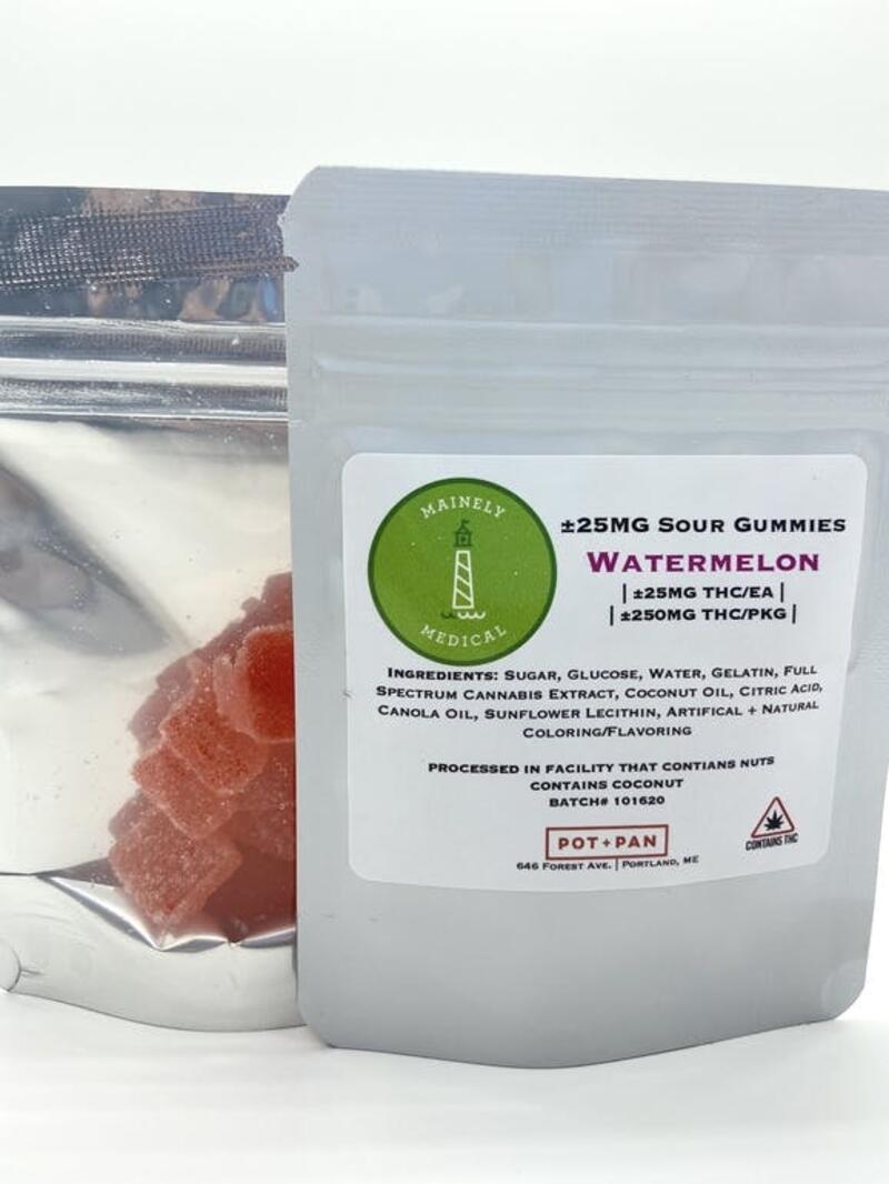 Mainely Medical Sour Watermelon Gummies 250 mg High Dose FULL SPECTRUM