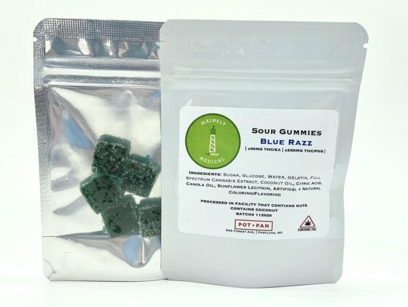 Mainely Medical Sour Blue Raspberry Gummies 250 mg High Dose FULL SPECTRUM