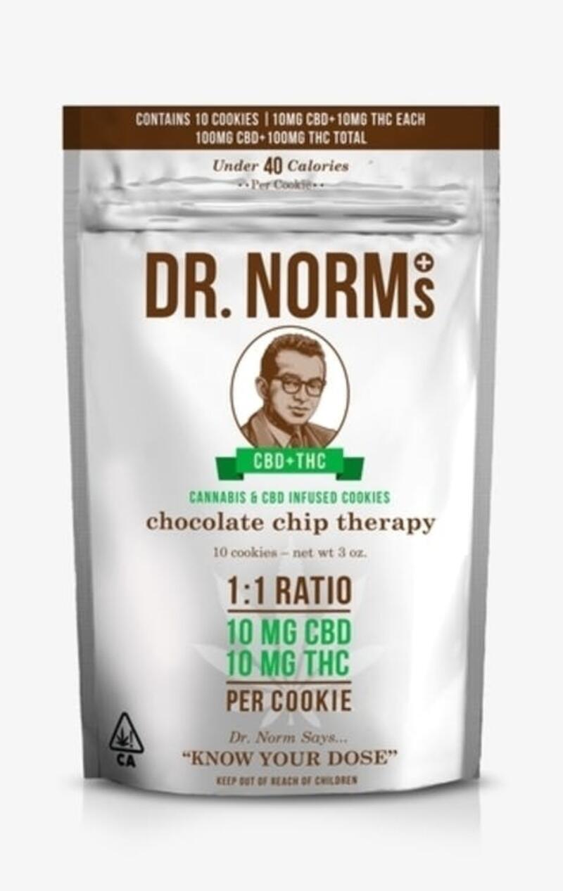 Dr. Norm's - Chocolate Chip CBD 1:1 THC 10pk | Cookies - 100mg/100mg
