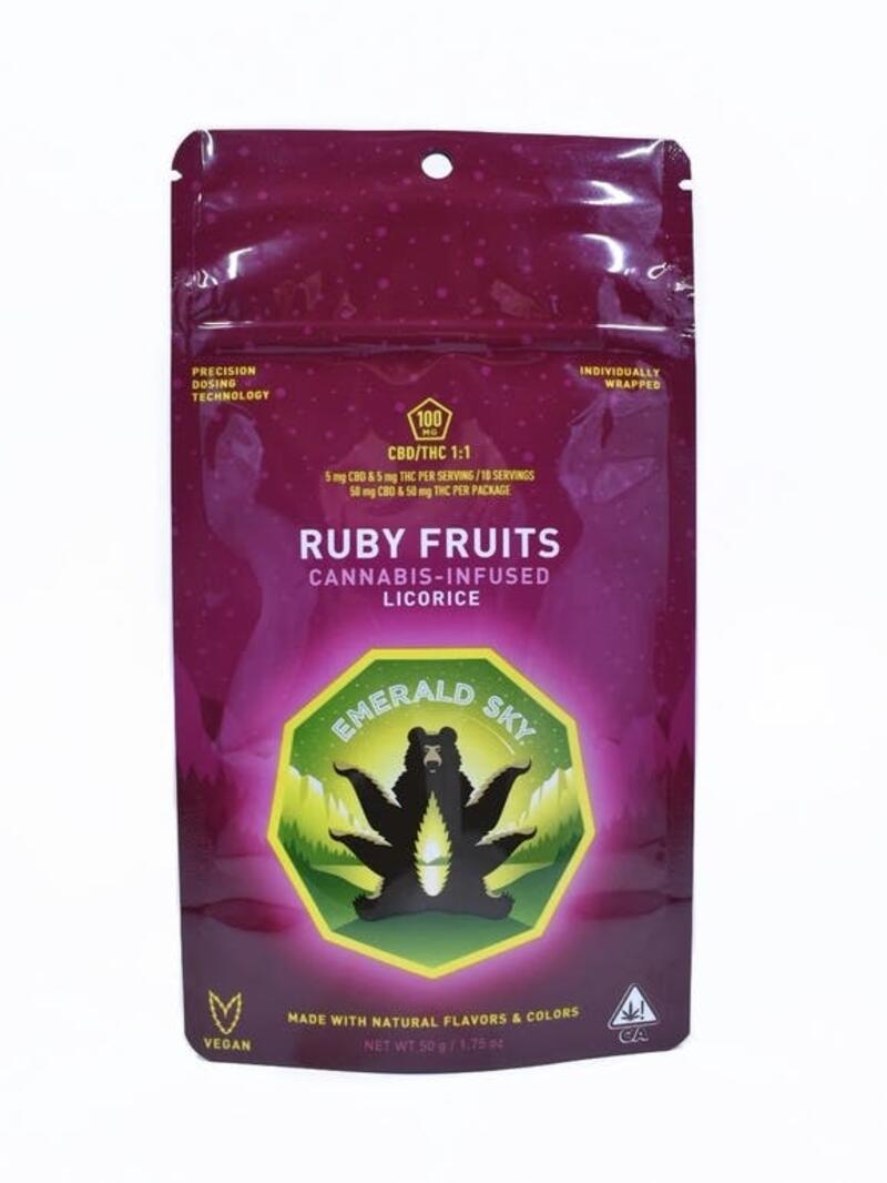 Emerald Sky Licorice - Ruby Fruits (1:1 CBD) 100mg