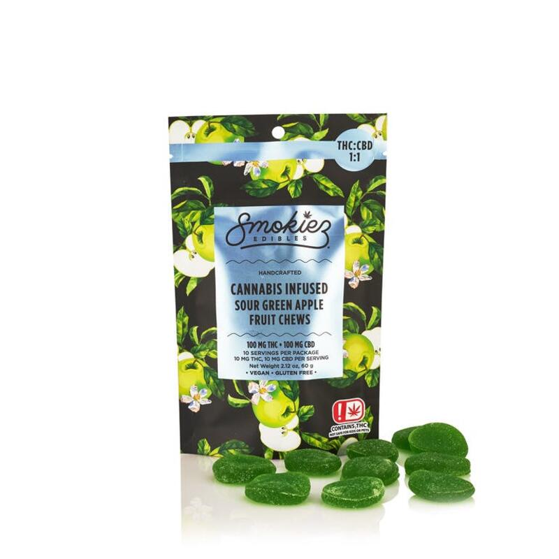 Sour Green Apple THC:CBD 1:1 , 100mg THC/100mg CBD