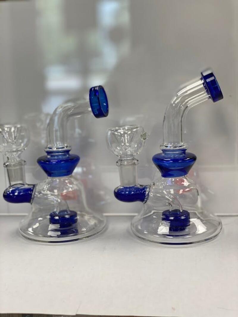 Glass Water Pipe CLEAR & BLUE