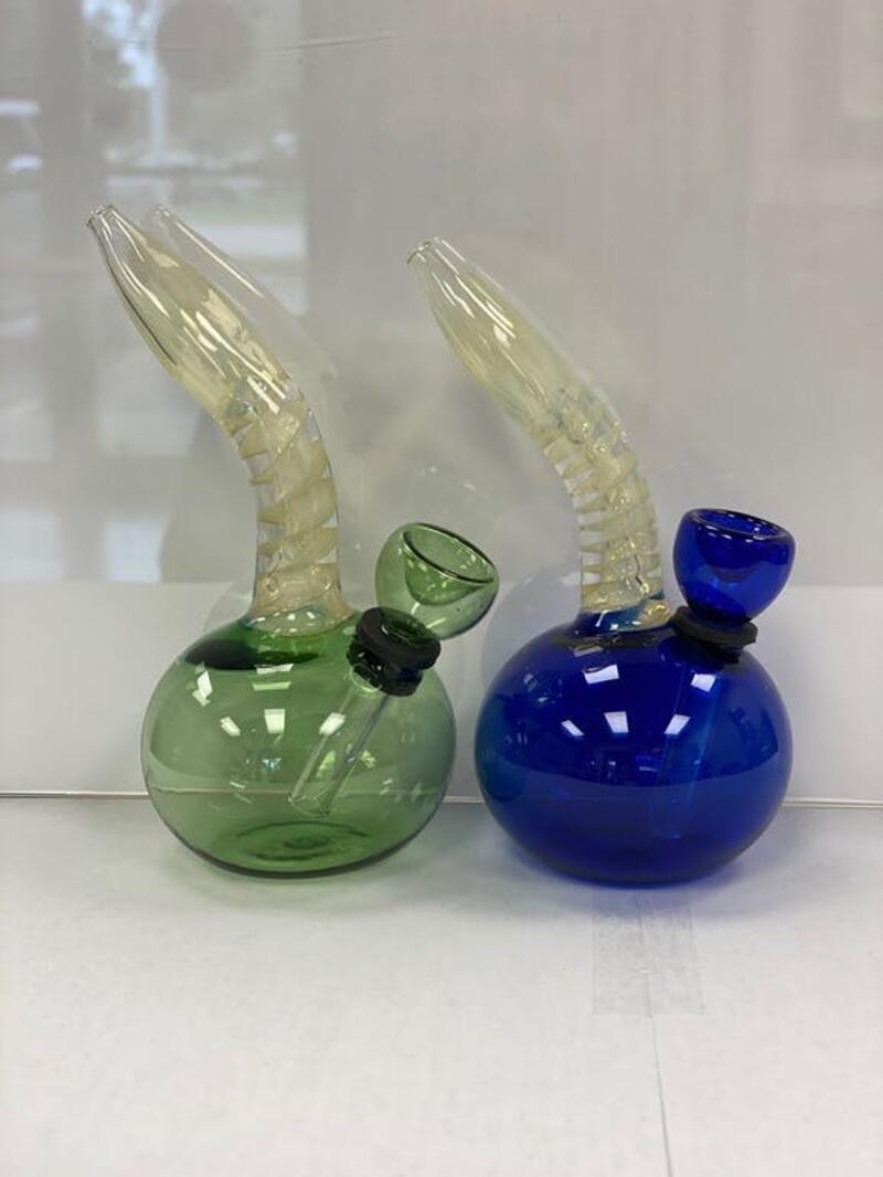 5" Small Twist Water Glass Pipe GREEN & BLUE