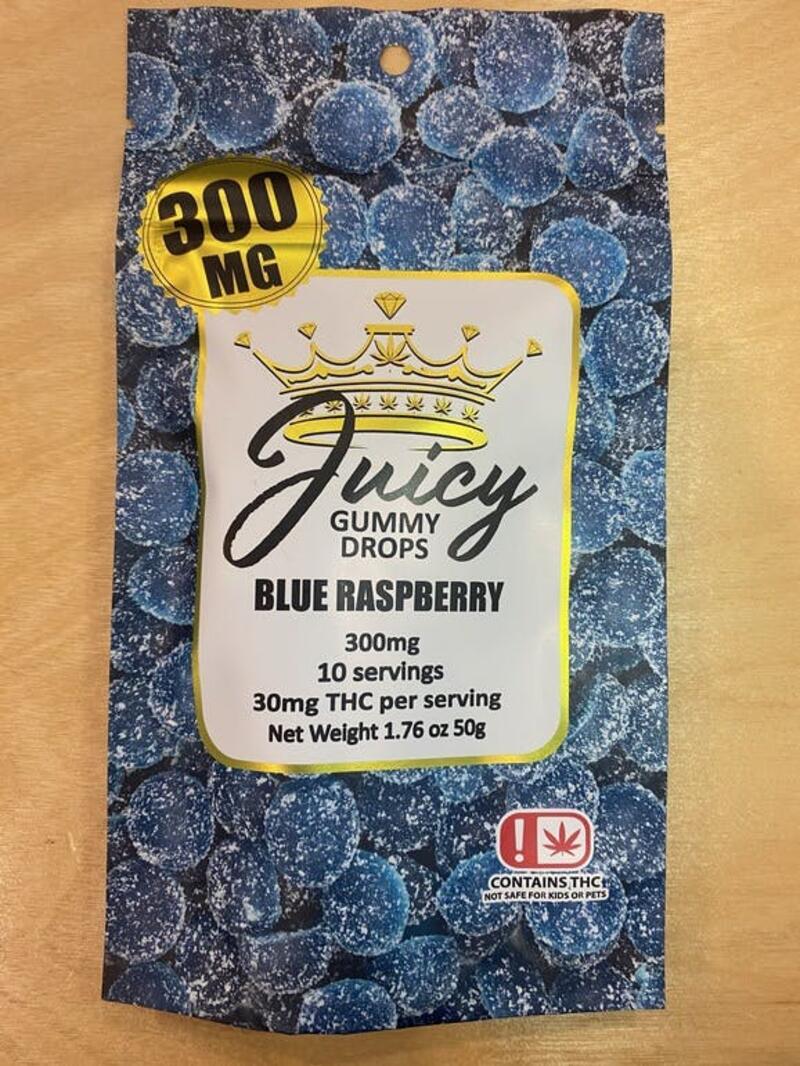 Juicy Blue Raspberry Gum Drops 300mg