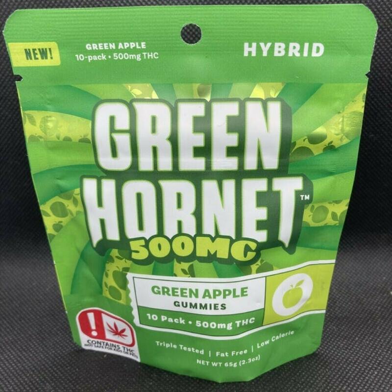 Green Hornet Gummy - High Dose Green Apple 500mg (Hybrid)