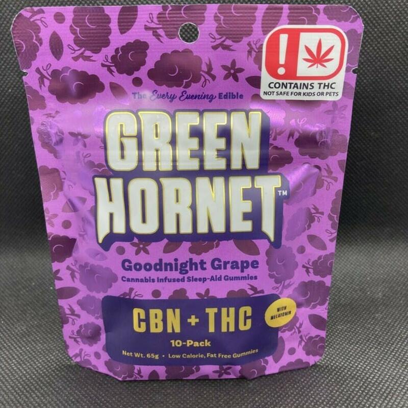 Green Hornet Gummy - Goodnight Grape CBN + THC w Malatonin