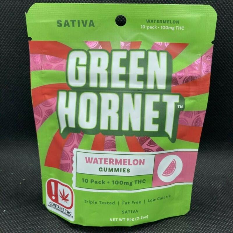 Green Hornet Gummy - Watermelon (Sativa) 100mg Gummies