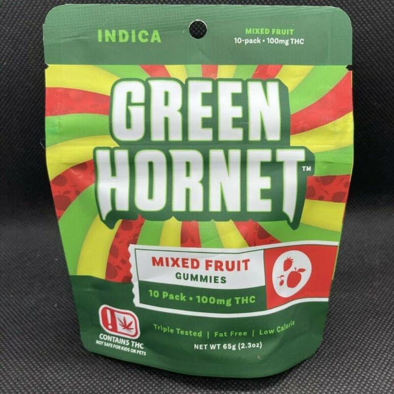 Green Hornet Gummy - Mixed Fruit (Indica) 100mg Gummies