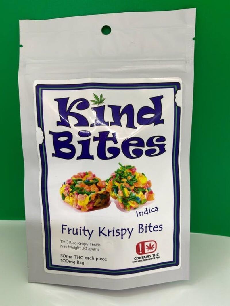 KIND BITES - 100mg - FRUITY RICE KRISPY TREATS - INDICA HYBRID - TAX NOT INCL