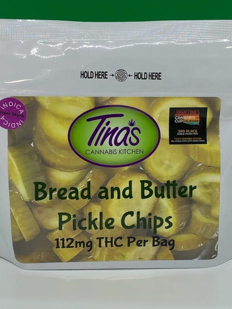 TINA'S CANNABIS KITCHEN - 12oz BAG - BREAD AND BUTTER PICKLE CHIPS - TAX NOT INCL