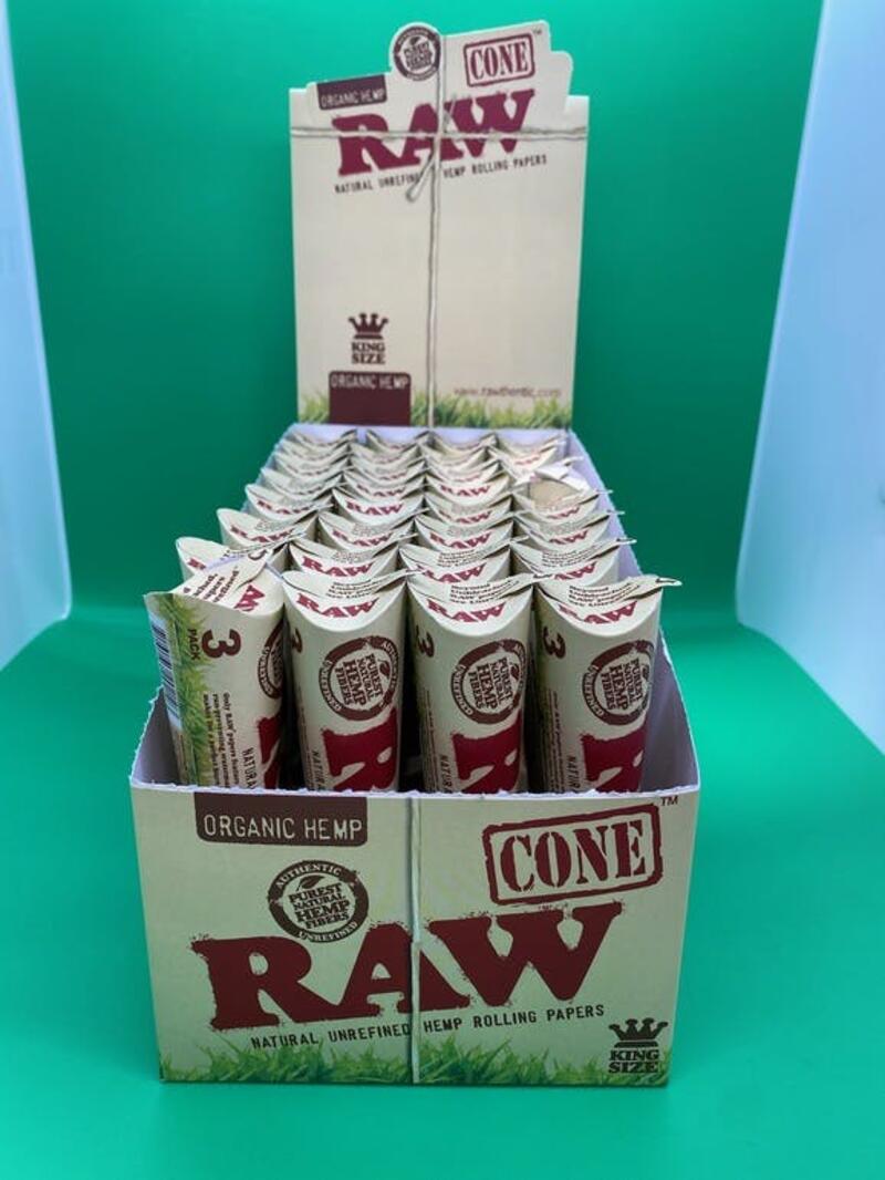 RAW CONES ORGANIC 3 KING SIZE TAX NOT INCL