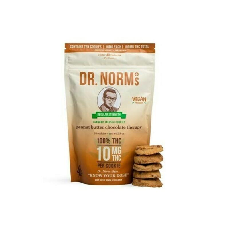 Dr. Norms - Dr Norms Peanut Butter Choc Chip Cookies Vegan 100mg (Bag of 10)