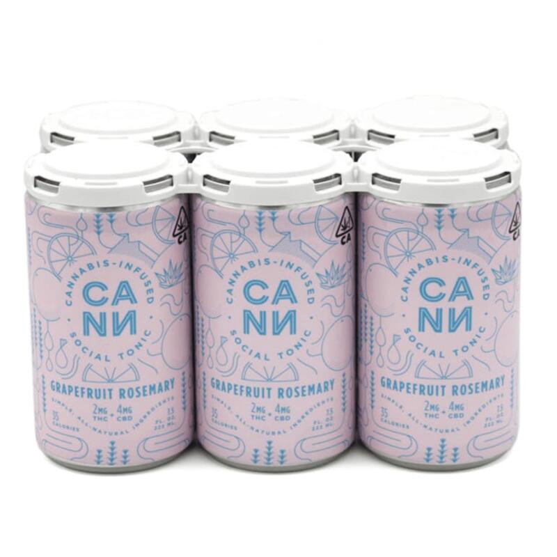 CANN - Infused Social Tonic - Grapefruit Rosemary 6 Pack