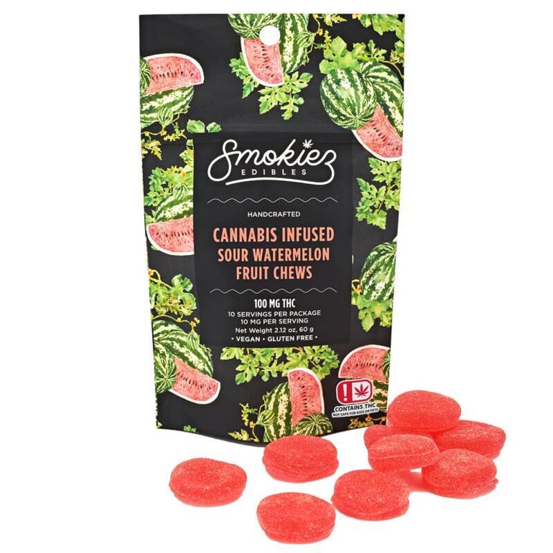 Sour Watermelon Fruit Chews - 100 mg THC - OK