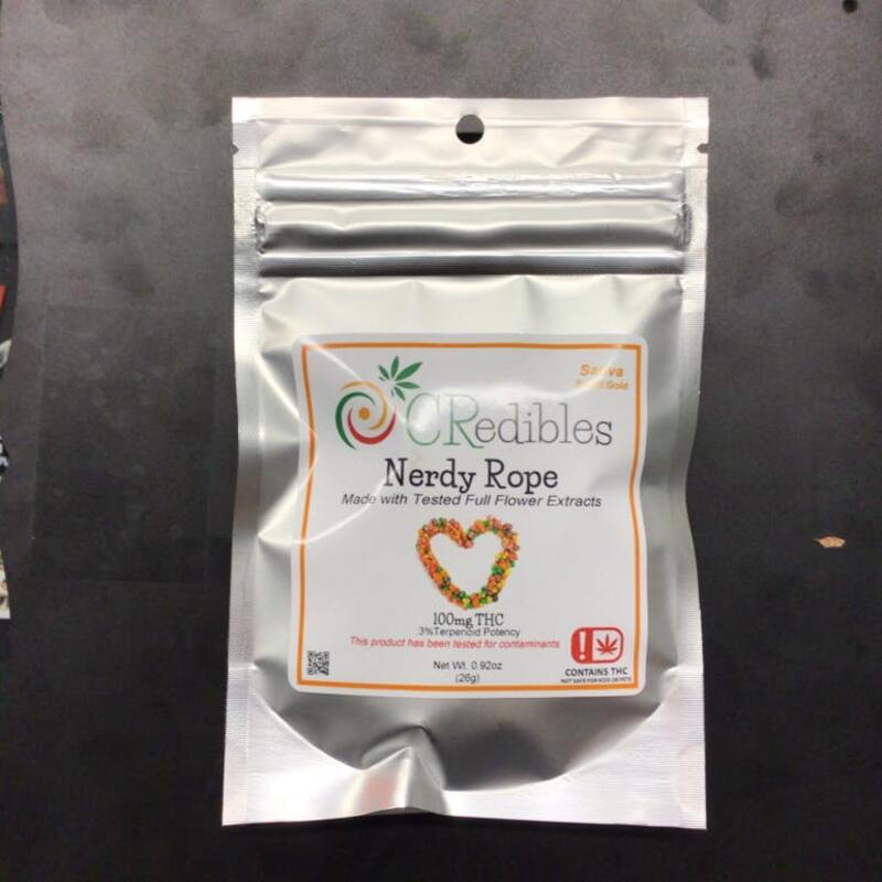 CRedibles 100mg Indica/Sativa Nerdy Rope, Unit