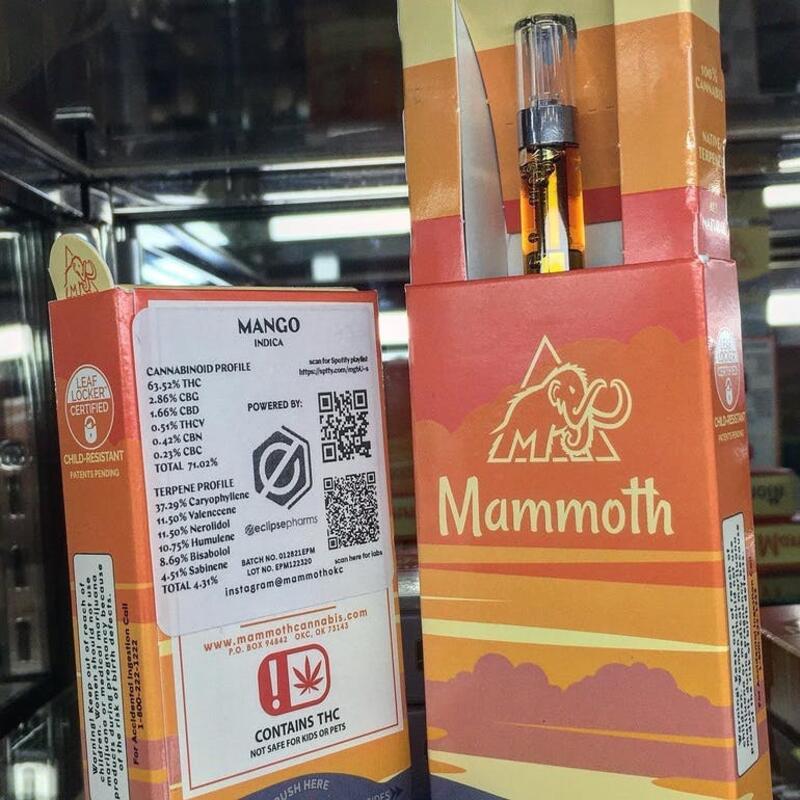 Mammoth 1 Gram Cartridge Mango