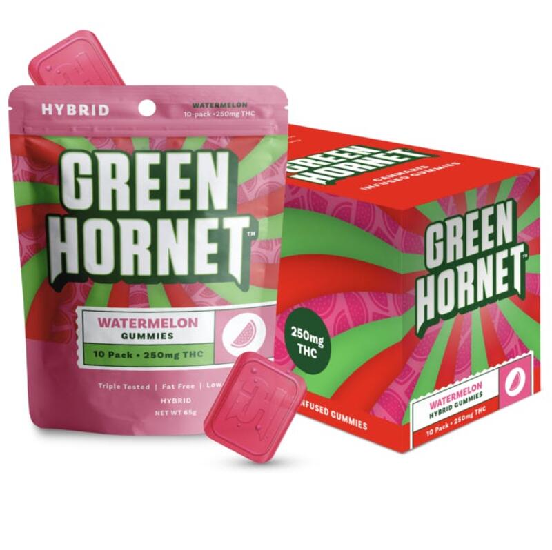 Green Hornet 250mg Watermelon Hybrid Gummies
