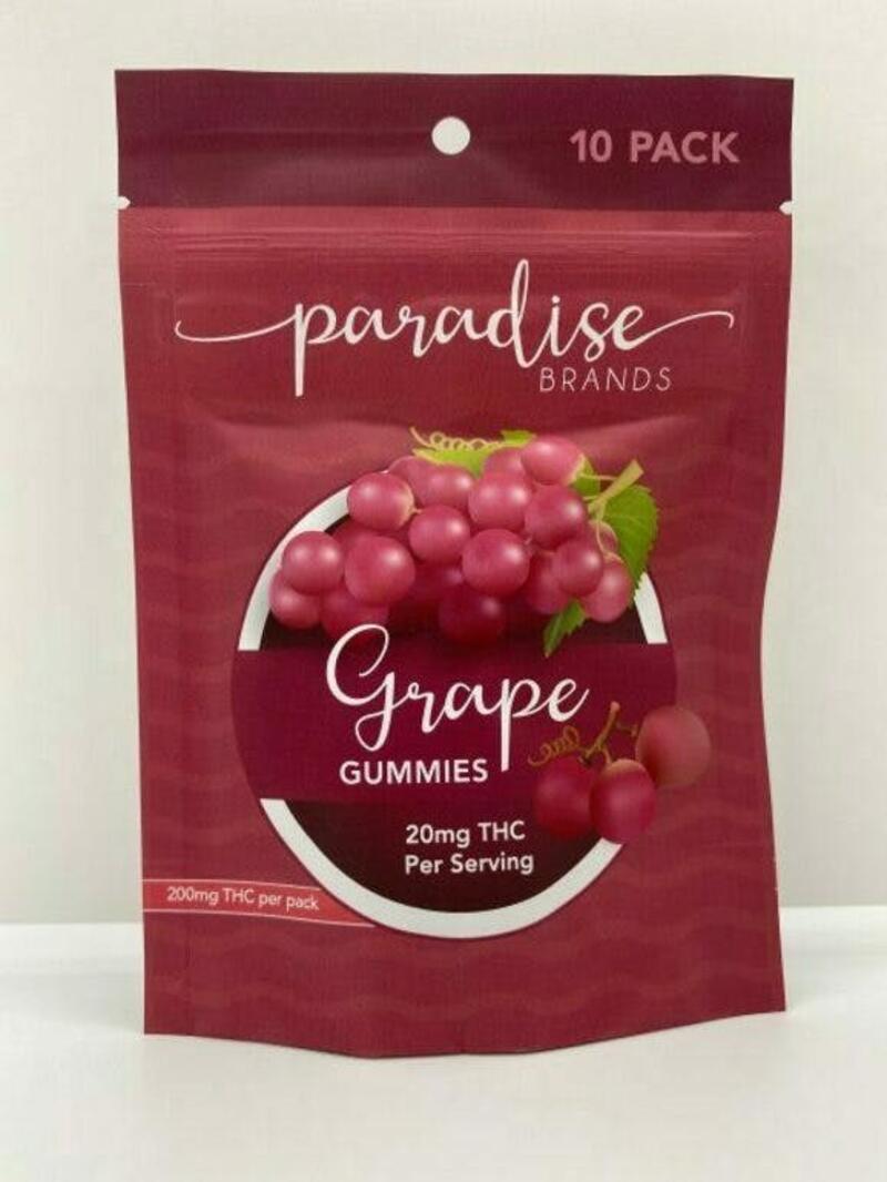 Paradise Gummies 200mg Grape 10pk