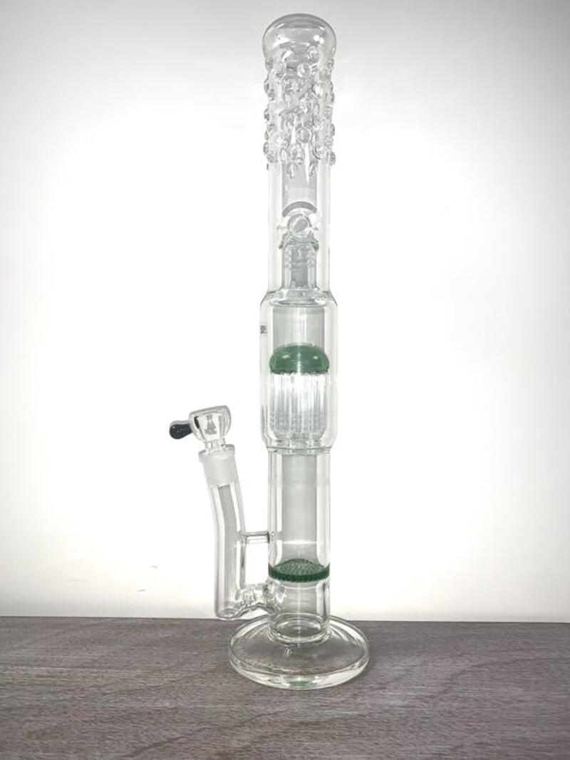 Clear with Green Triple Perc Bong