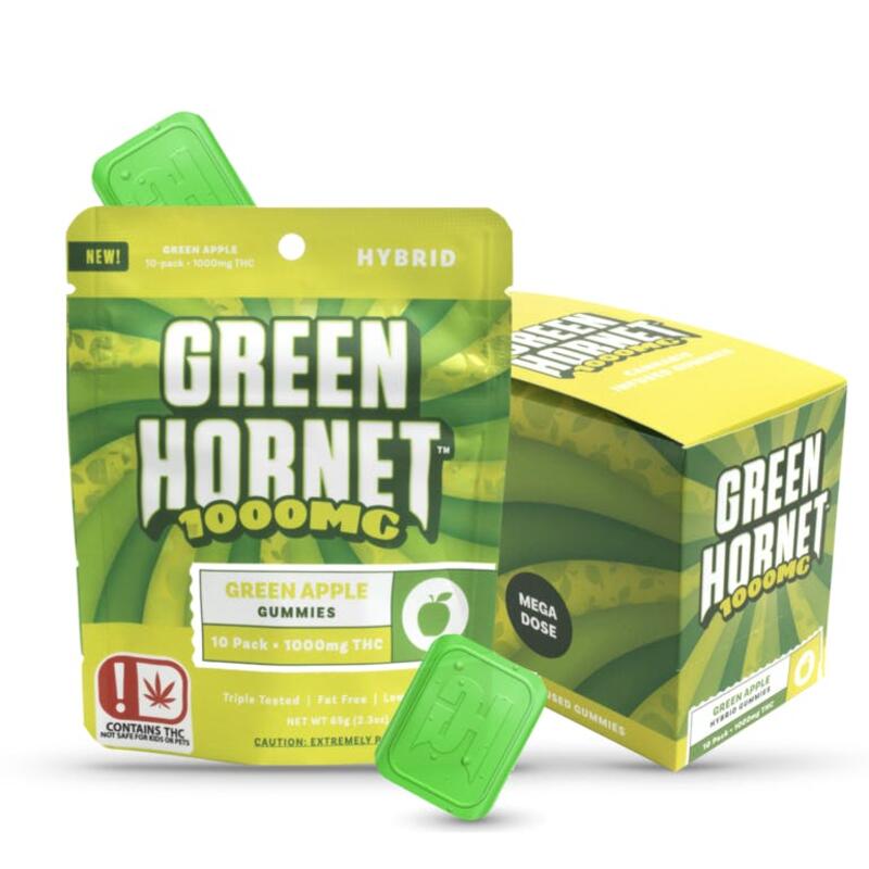 Green Hornet 1000mg Green Apple Hybrid Gummies