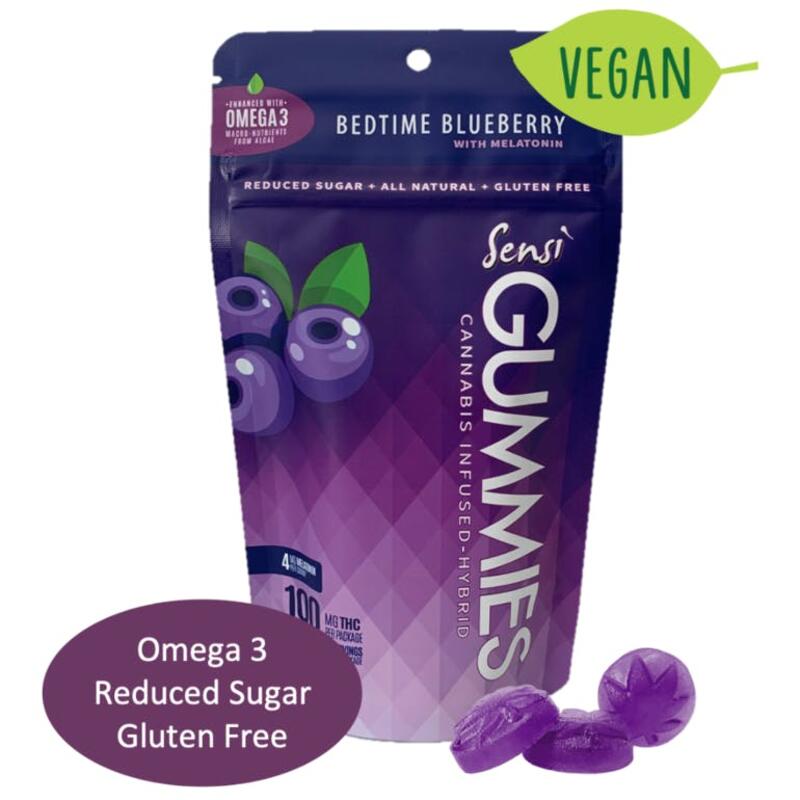 Sensi Gummies Bedtime Blueberry: Vegan + Low Sugar
