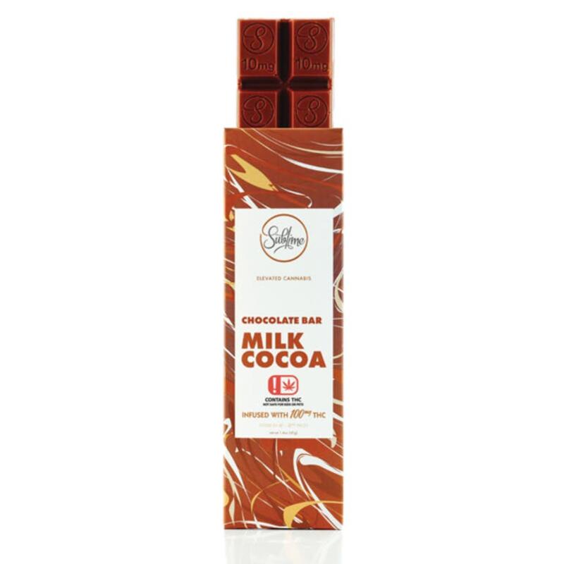 Sublime Chocolate Bar Milk Cocoa (100mg THC)