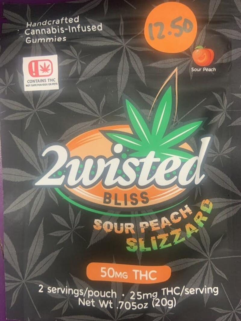 2wisted 2wisted Sour Peach Slizzard 50mg THC