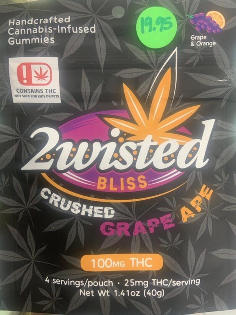 2wisted Bliss Crushed Grape Ape 100mg THC