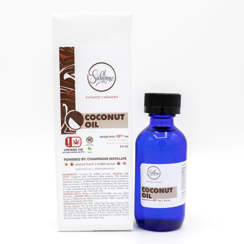 Sublime Cooking Oil Coconut (100mg THC)