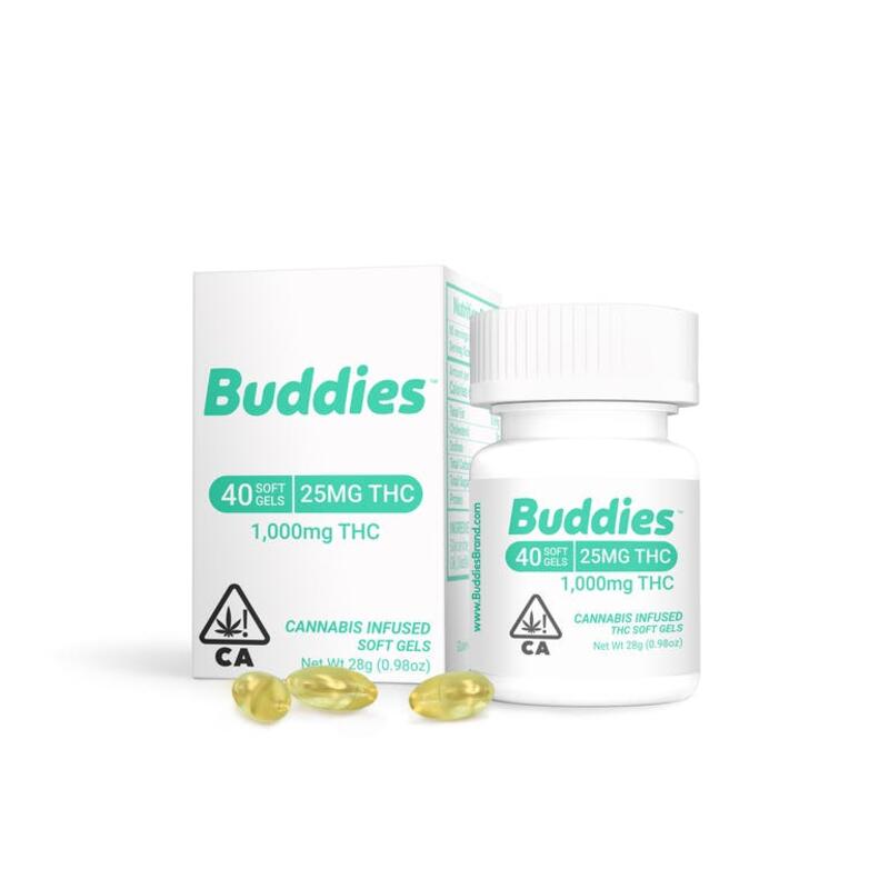Buddies THC Gelcaps - 25mg - 40ct