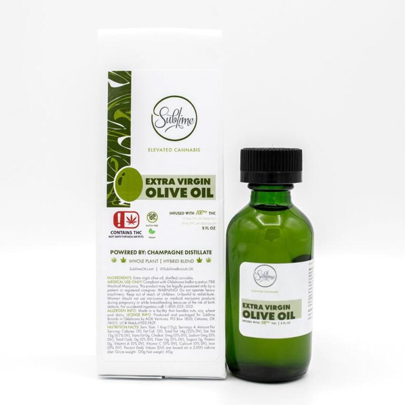 Sublime Cooking Oil Extra Virgin Olive (100mg THC)
