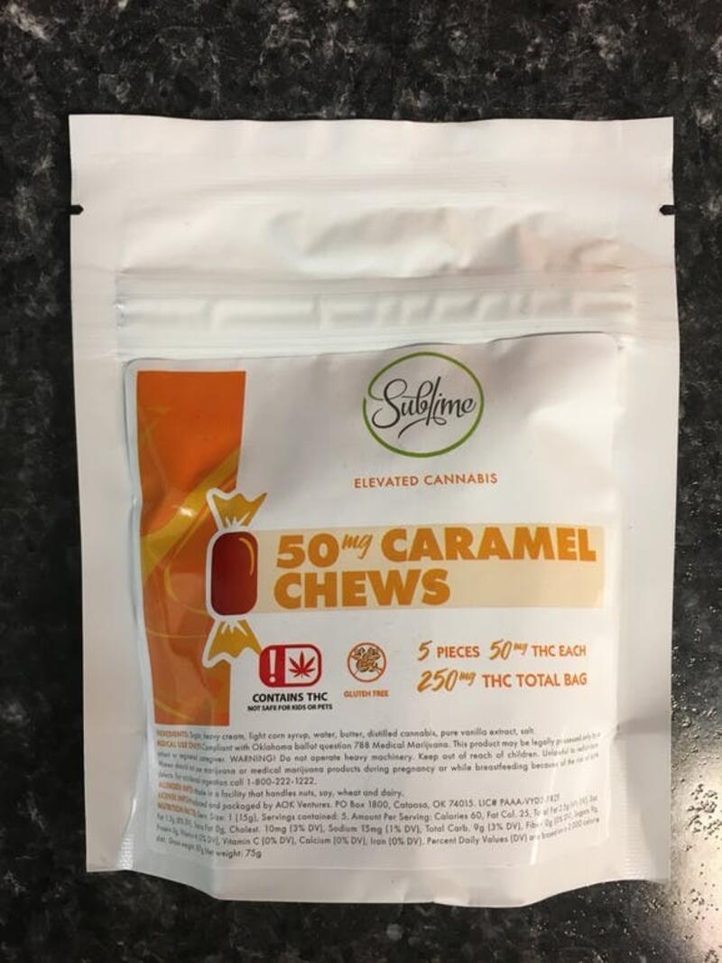 Caramel Chew 50mg 5pk (250mg THC Total)- Sublime