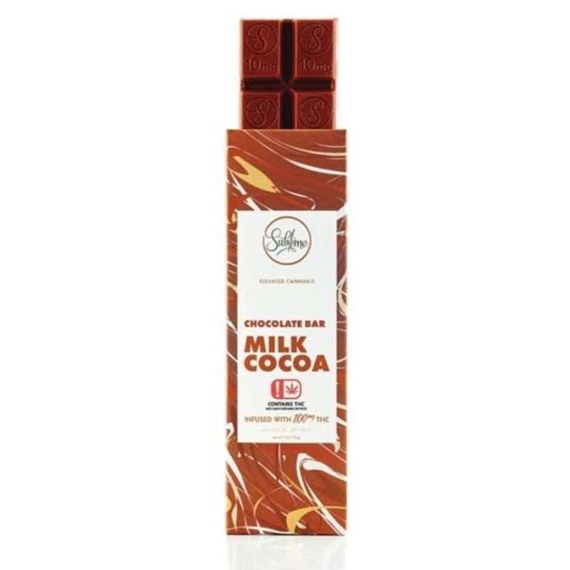 100mg Milk Cocoa Chocolate Bar - Sublime