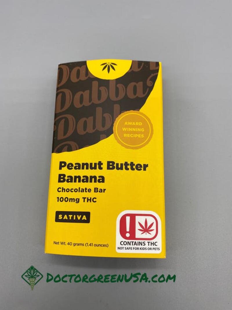 100mg Peanut Butter Banana Chocolate Bar (Sativa) by Dabba