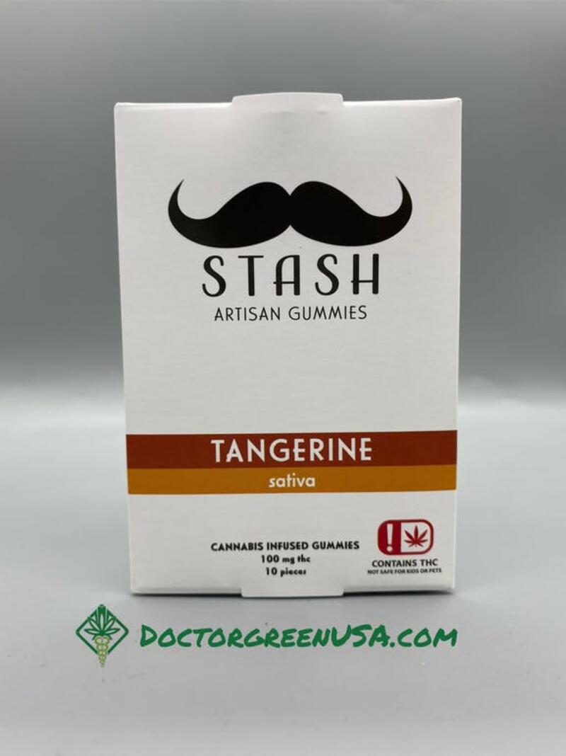 100MG Pack of Tangerine Sativa gummies from Stash Fine Edibles and Concentrates.
