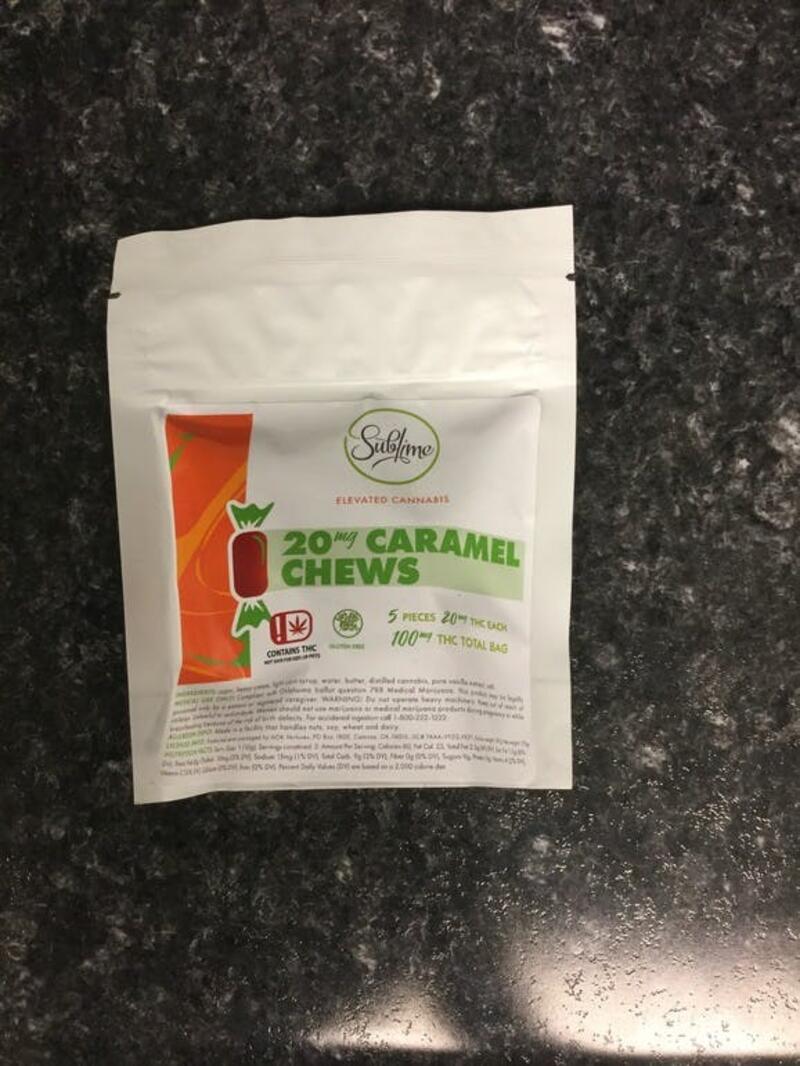 Carmel Chew 20mg 5 pack (100mg THC Total)- Sublime