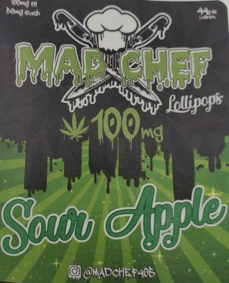 100mg Sour Apple Lollipop - Mad Chef