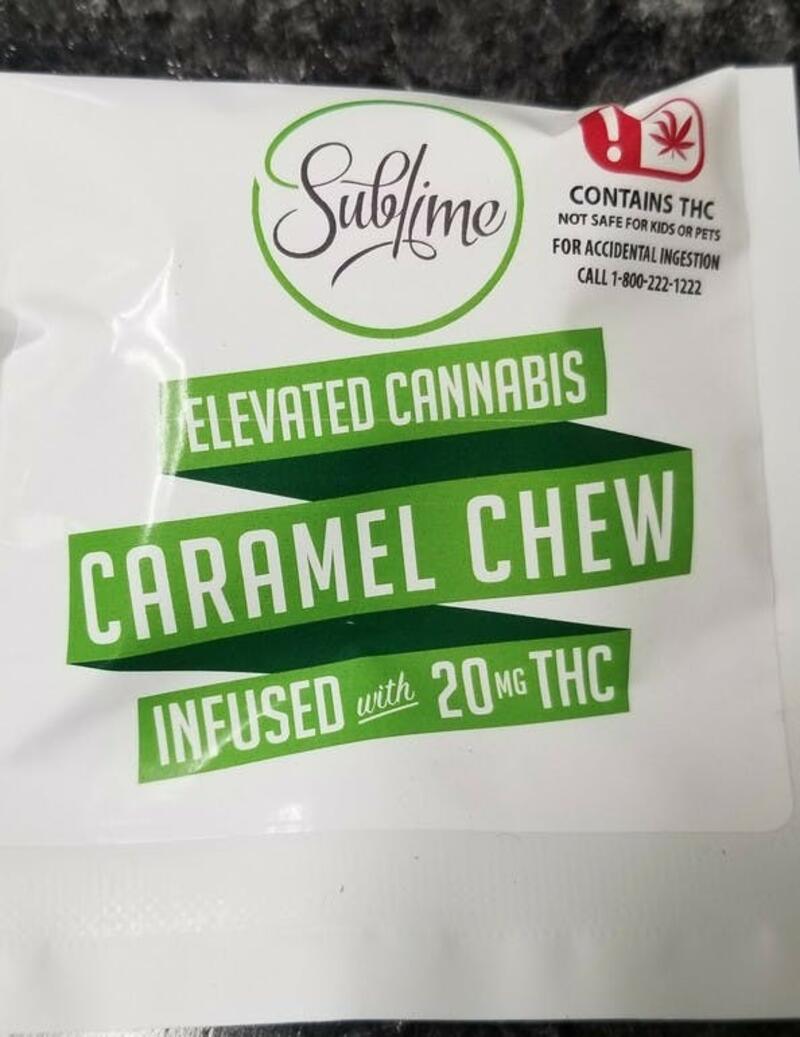 Caramel Single Chew 20mg - Sublime Brands
