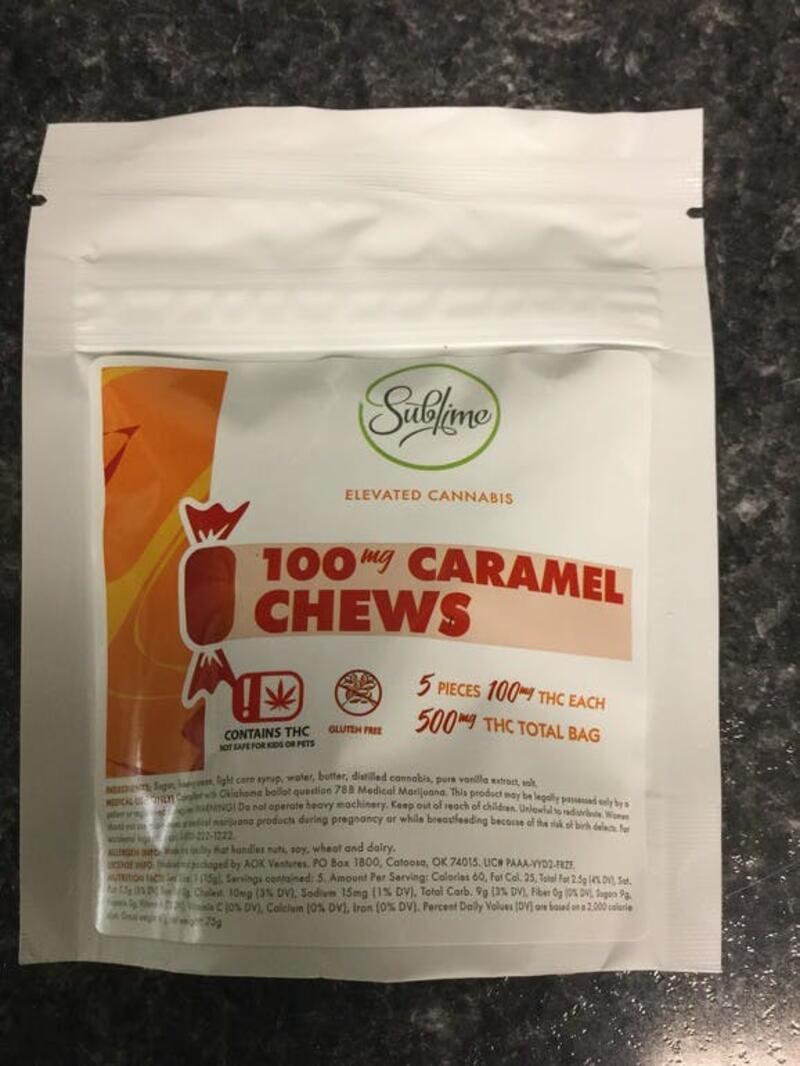 100mg 5 pk(500mg THC Total) Bag of Caramel Chews- Sublime