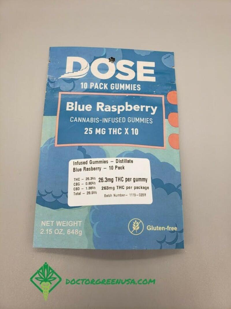 Blue Raspberry Gummies 250mg - Dose