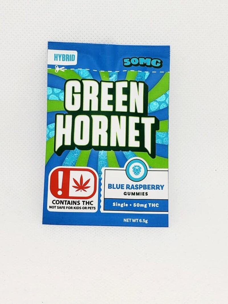 Green Hornet Blue Raspberry 50 MG Single Serve Gummy