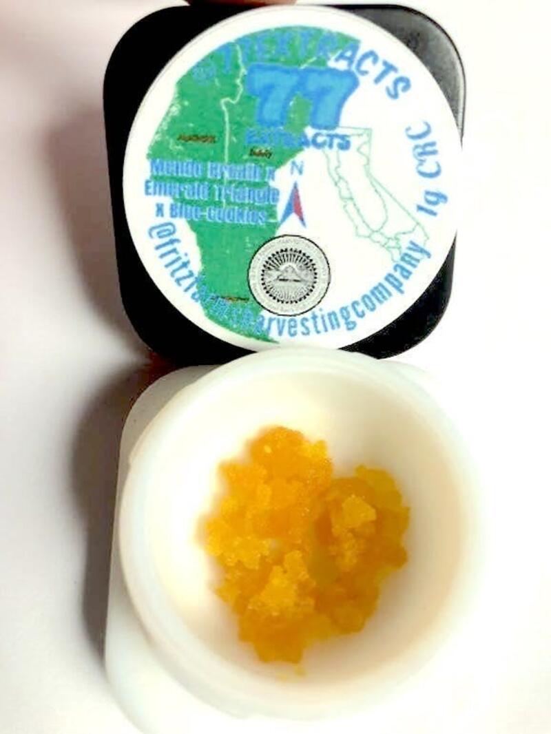77 Extracts - Mendo Breath x Emerald Triangle x Blue Cookies cured resin